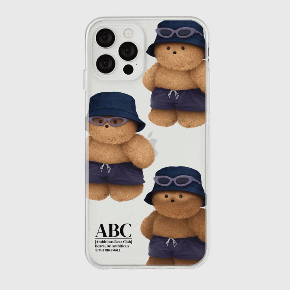 |THENINEMALL| 패턴 태닝 테디 Clear Phone Case (3 types)