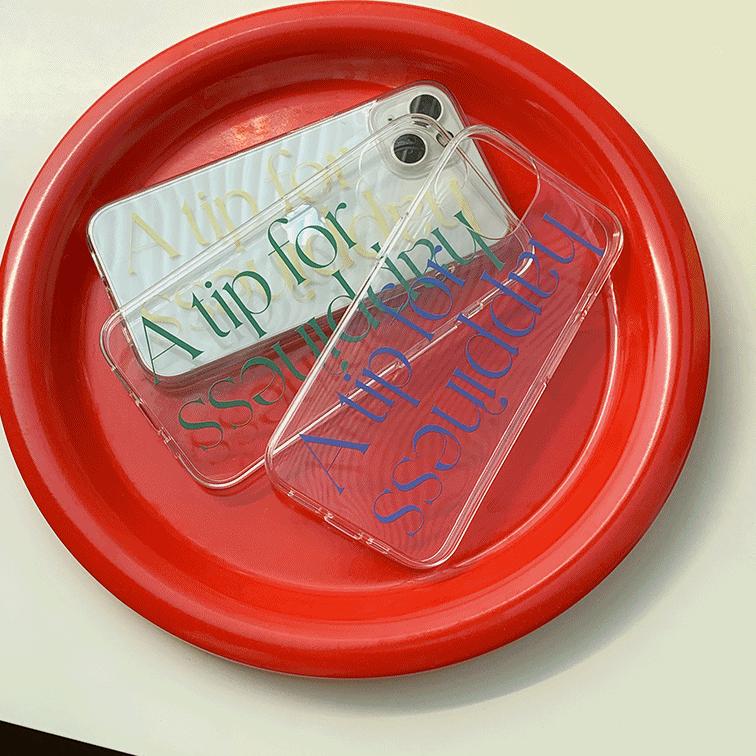 |Mademoment| Happiness Lettering Design Clear Phone Case (3 Types)
