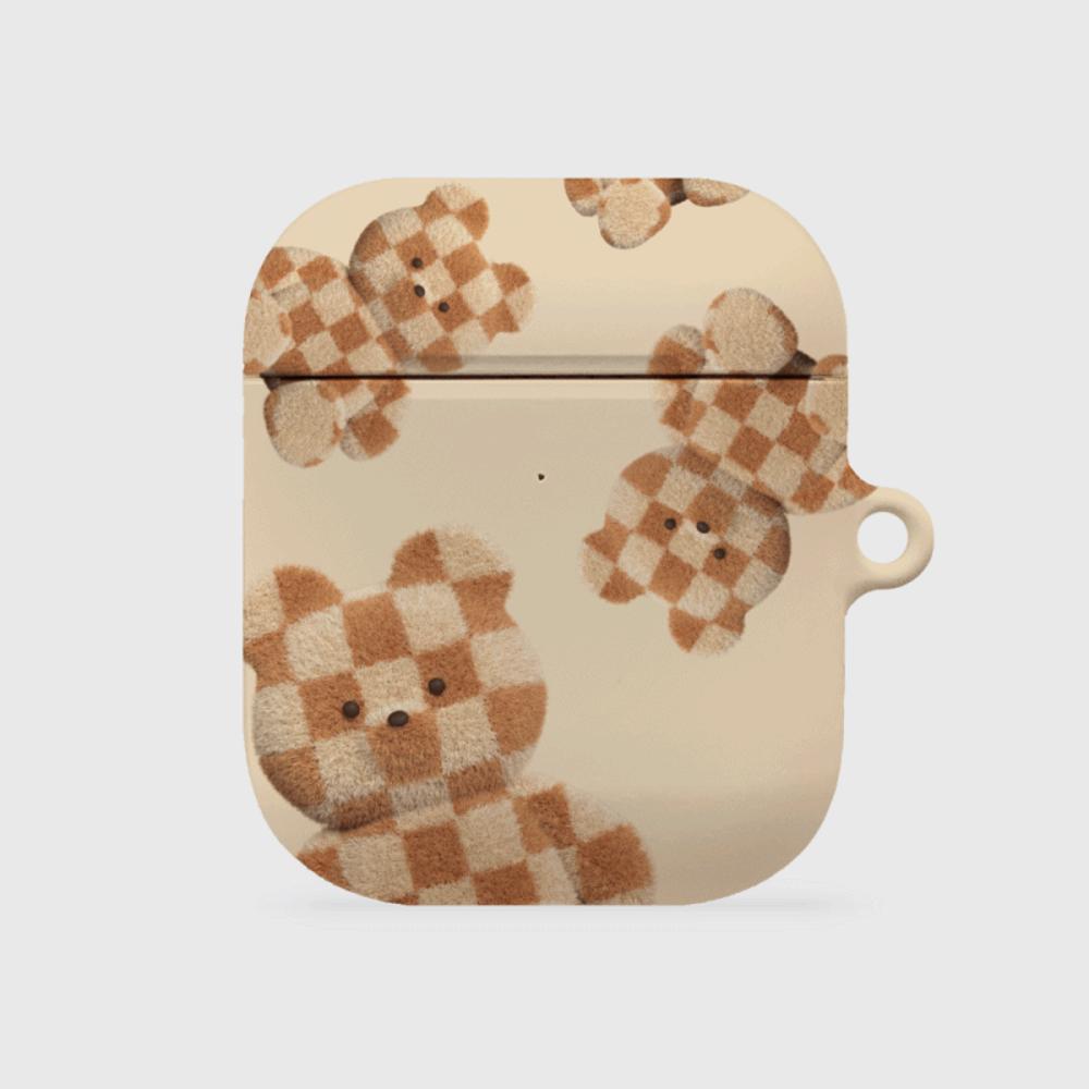 |THENINEMALL| Pattern Checkerboard Teddy AirPods Hard Case