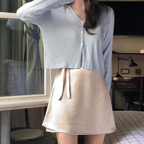 |SLOWAND| A-Satin Layering Skirt (2 Colors)