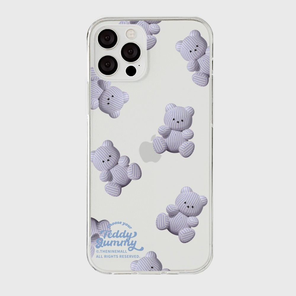 |THENINEMALL| Pattern Stripy Gummy Clear Phone Case (3 types)