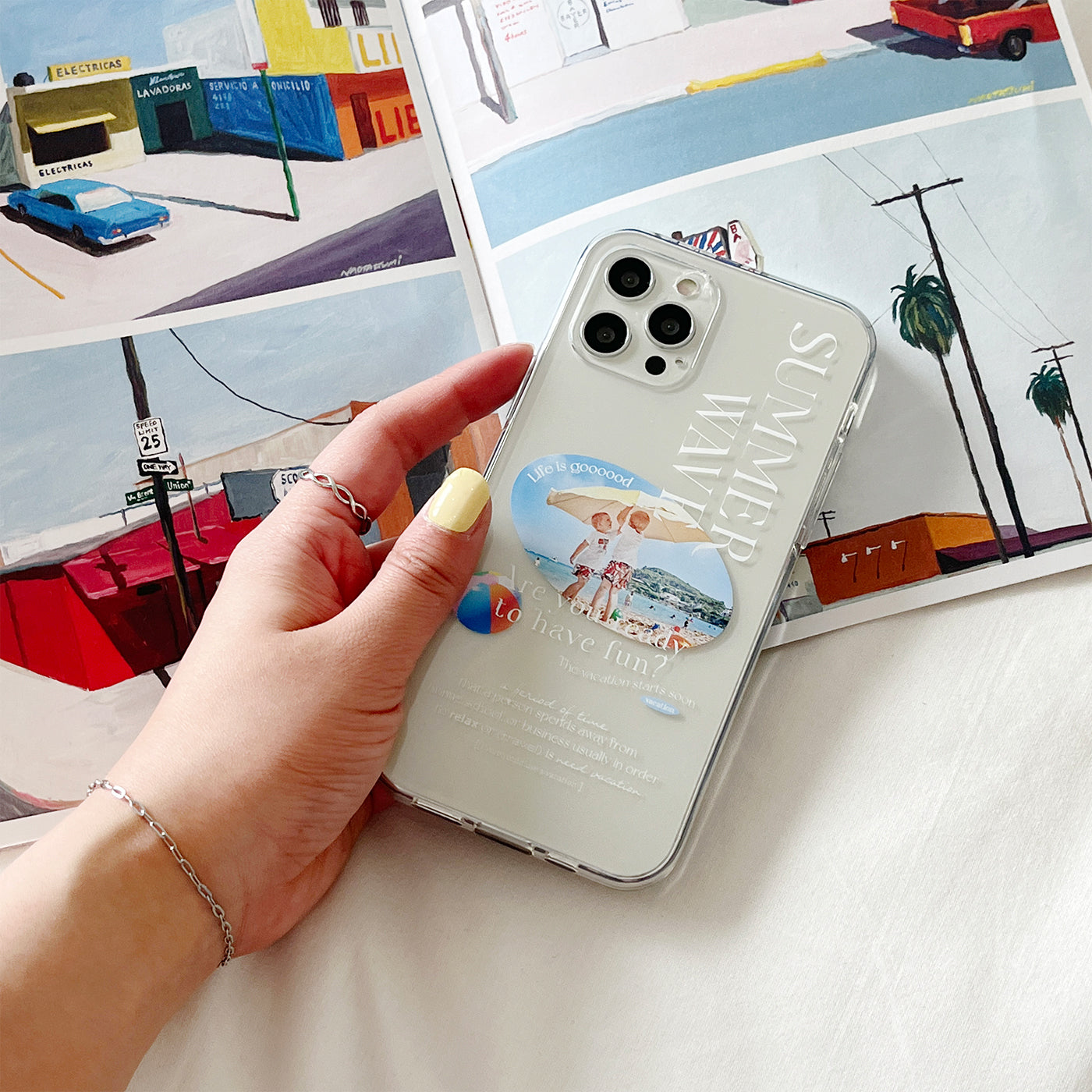 |Mademoment| 썸머웨이브 디자인 Clear Phone Case (3 Types)