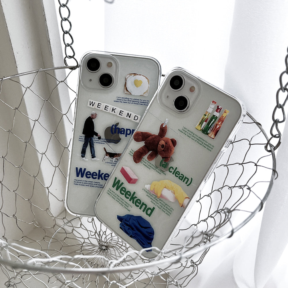 |Mademoment| Happy Weekend Design Clear Phone Case (3 Types)