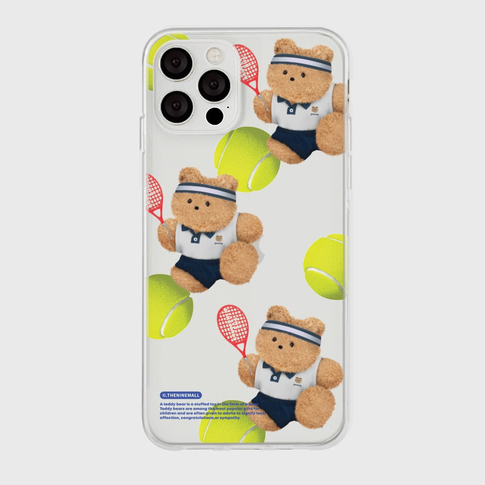 |THENINEMALL| 패턴 테니스 테디 Clear Phone Case (3 types)
