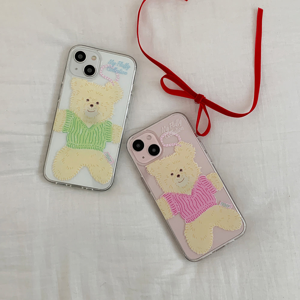 |Mademoment| Big Knit Bear Design Clear Phone Case (3 Types)