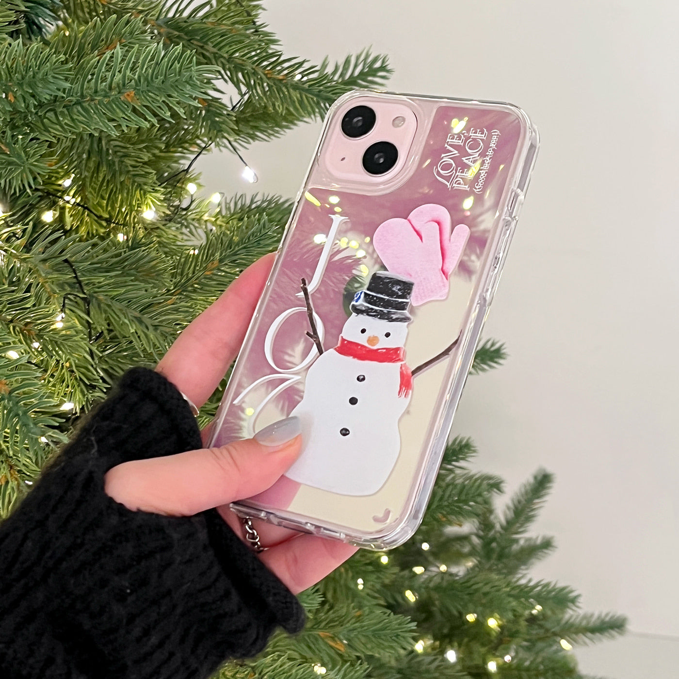 |Mademoment| Love And Joy Snowman Design Glossy Mirror Phone Case
