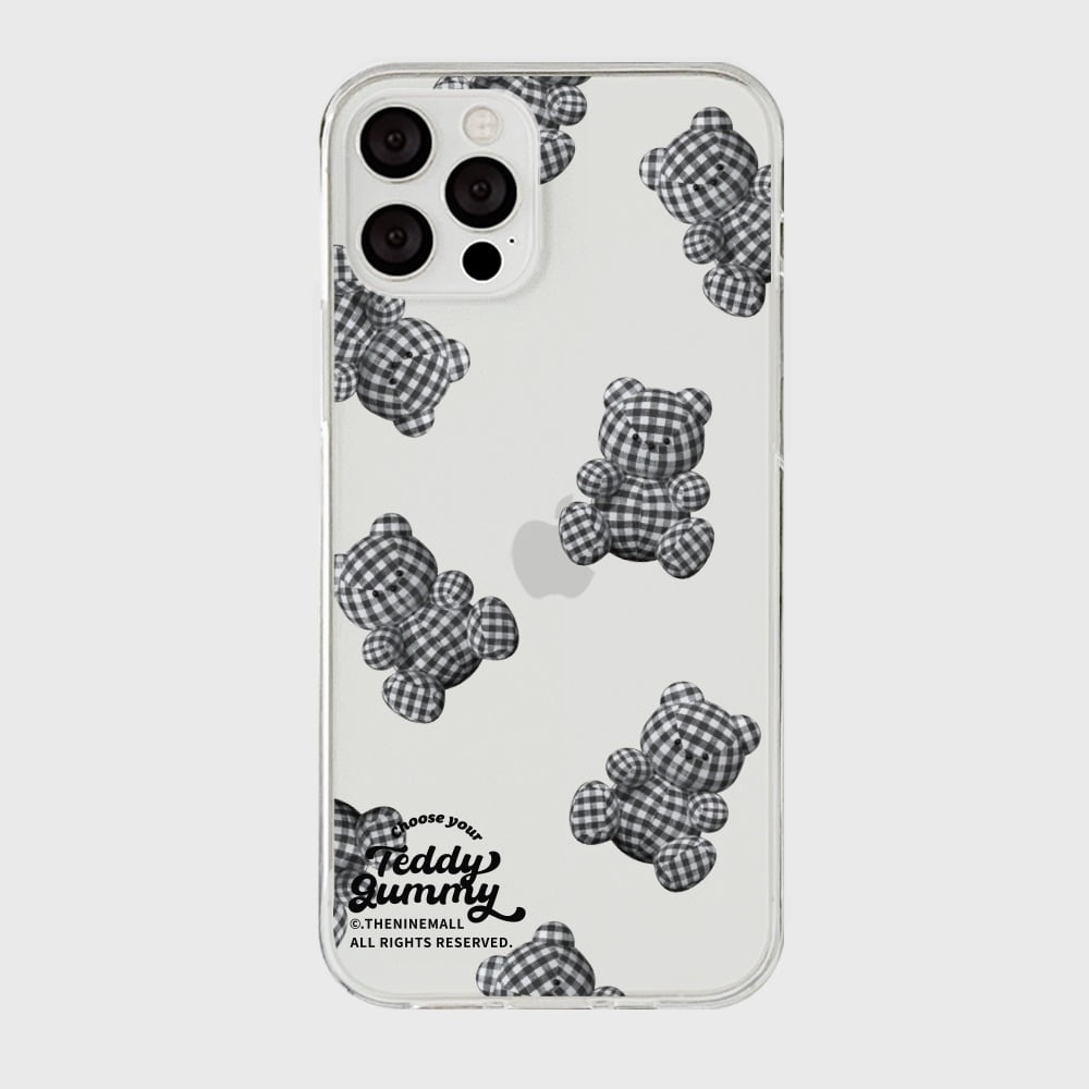 |THENINEMALL| Pattern Gingham Gummy Clear Phone Case (3 types)