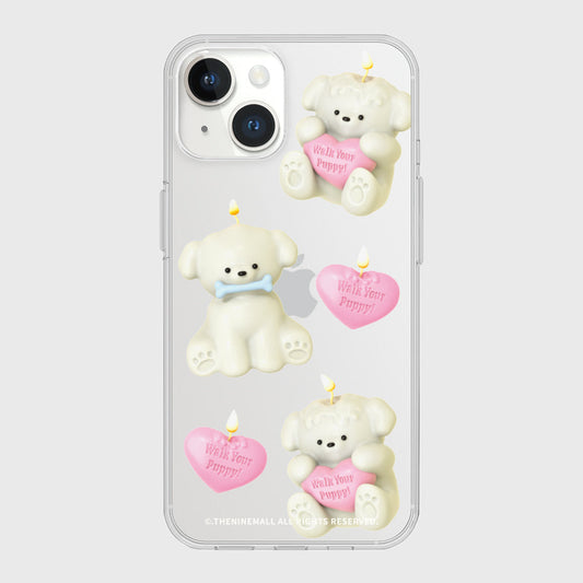 |THENINEMALL| Puppy Candle Pattern Clear Phone Case (4 types)