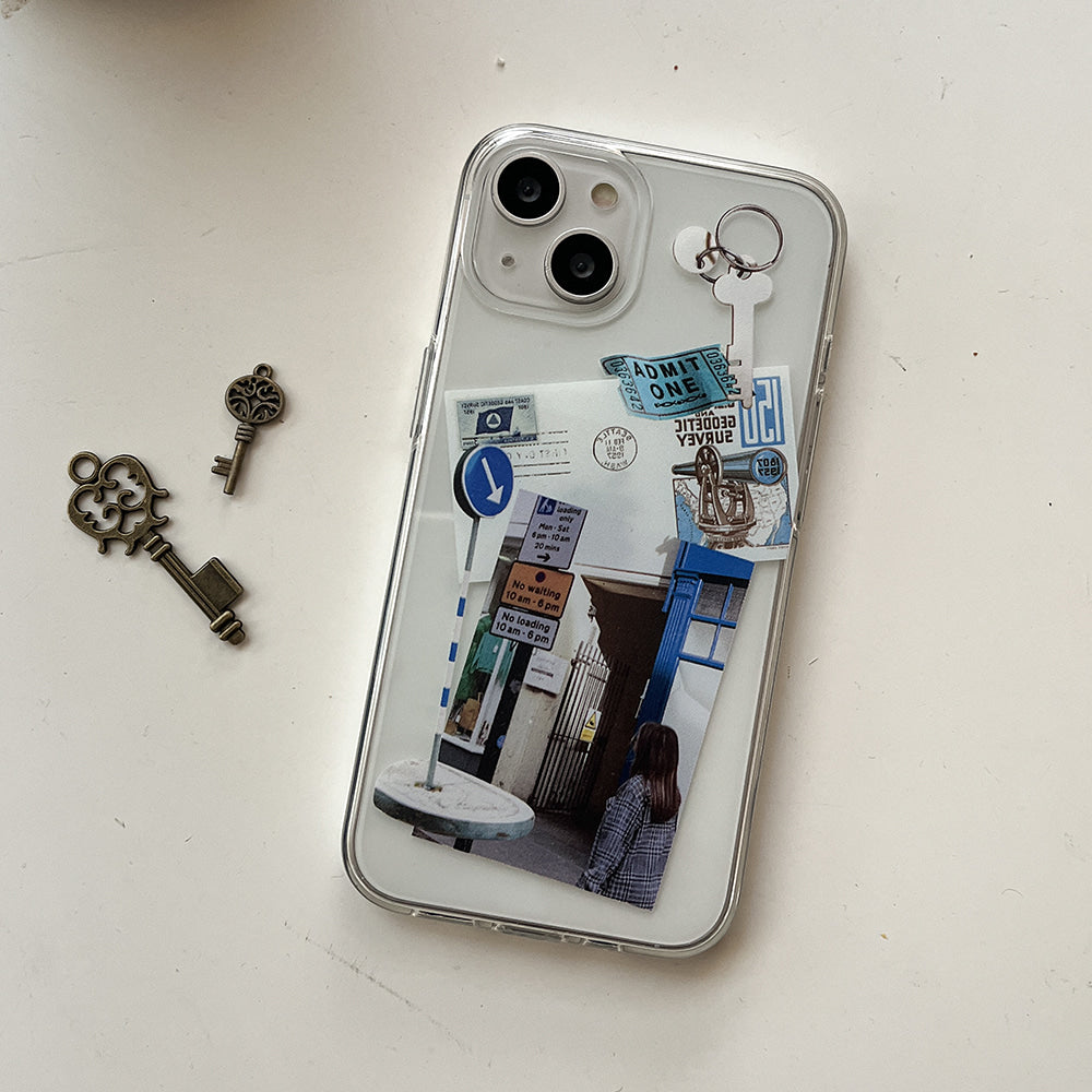 |Mademoment| Old Stickers Scrap Design Clear Phone Case (4 Types)