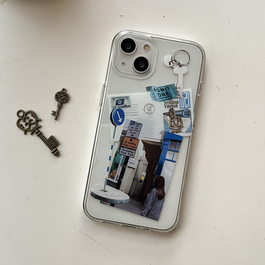 |Mademoment| Old Stickers Scrap Design Clear Phone Case (4 Types)