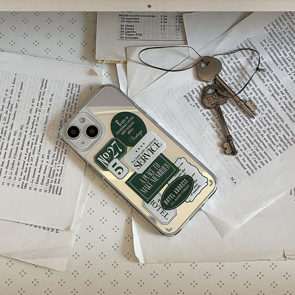 |Mademoment| Hotel Label Sticker Design Glossy Mirror Phone Case