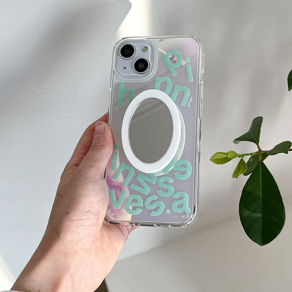 |Mademoment| Wave Of Happiness Lettering Design Glossy Mirror Phone Case