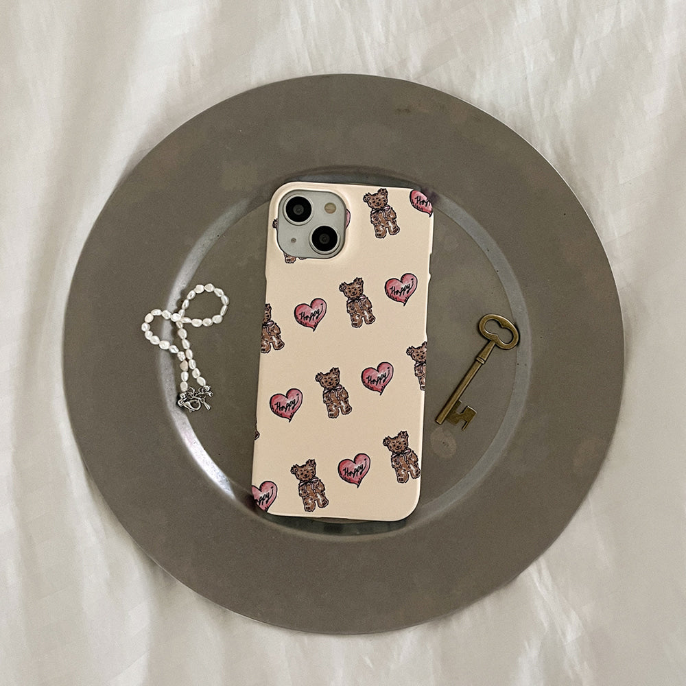 |Mademoment| Heart Teddy Pattern Design Phone Case