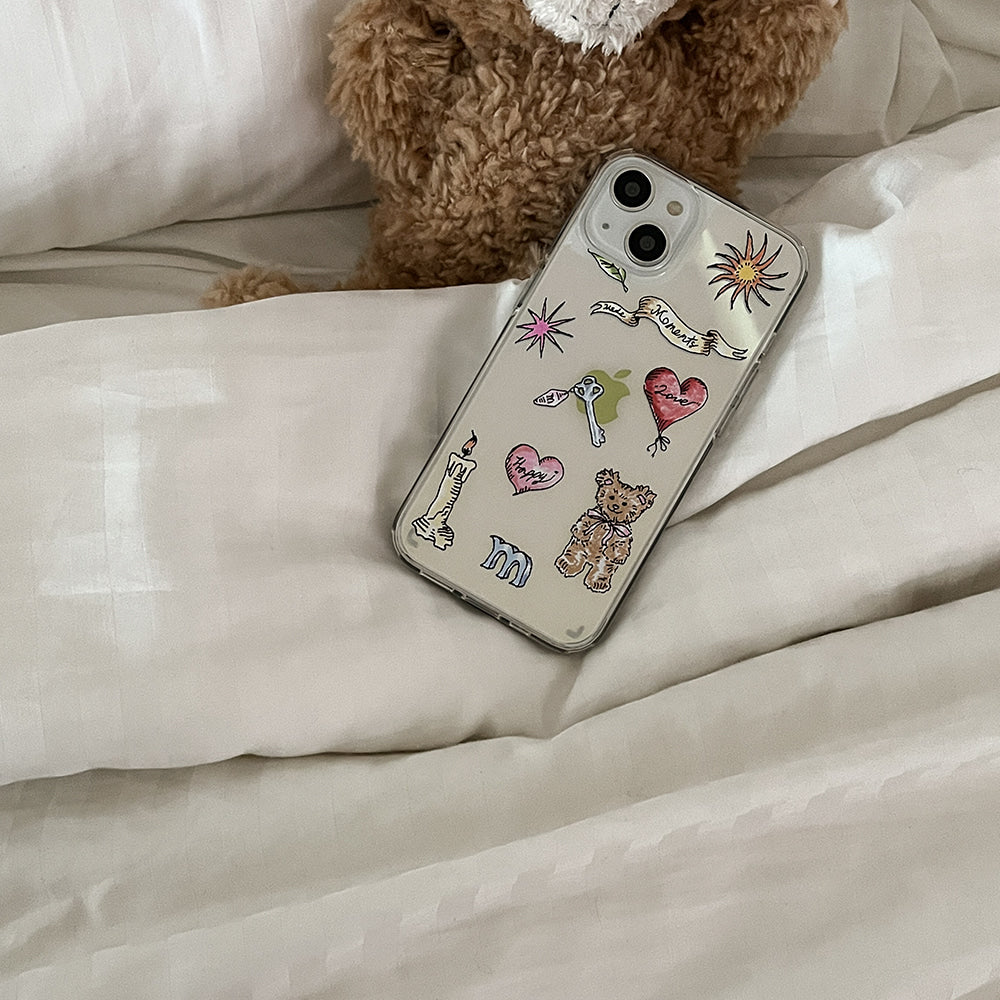 |Mademoment| Vintage Drawing Pattern Design Glossy Mirror Phone Case