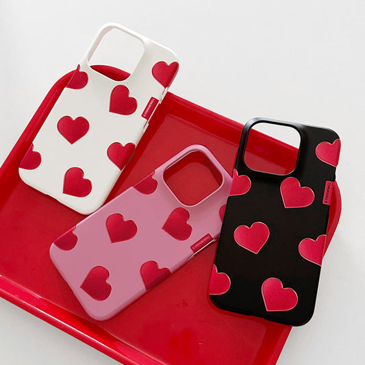 |THENINEMALL| Red Heart Pattern Hard Phone Case (2 types)