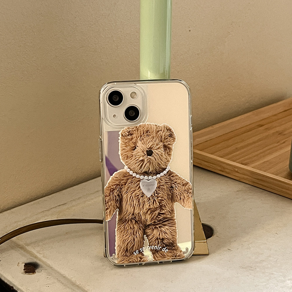 |Mademoment| Teddy Souvenir Pendant Design Glossy Mirror Phone Case