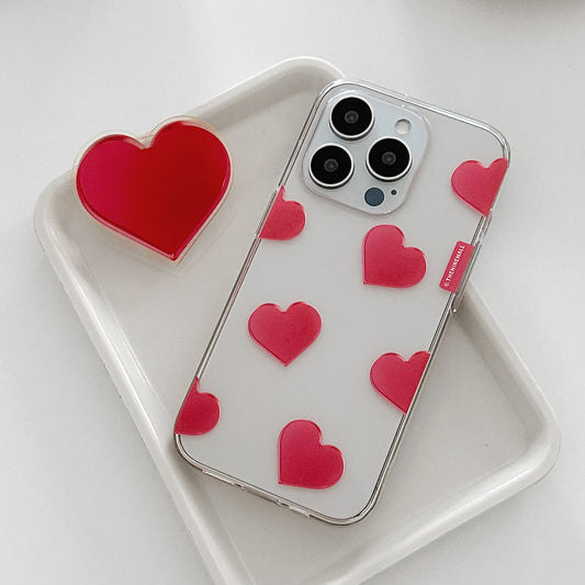 |THENINEMALL| Red Heart Pattern Clear Phone Case (3 types)