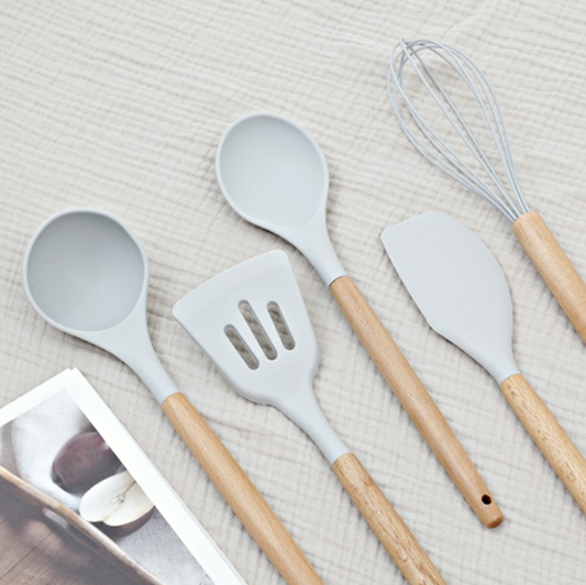 |VANESSDECO| Kitchen Silicone Wood Multi-Cooking Tools