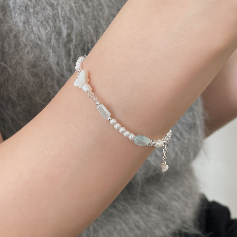 |SOYE PI-NE| Pepe Butterfly Pearl Silver Bracelet