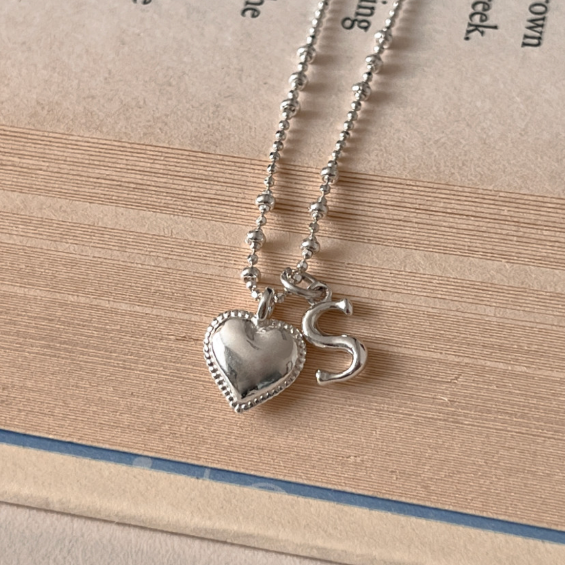 |aube n berry| |aube| 925silver Dot Heart Initial Necklace