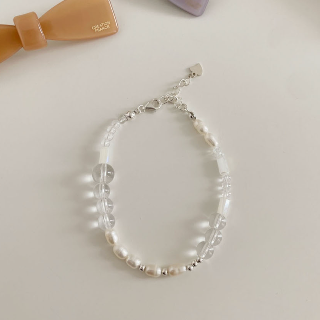 |SOYE PI-NE| |silver925/SOMBI| Marine Glass Bead Pearl Silver Bracelet