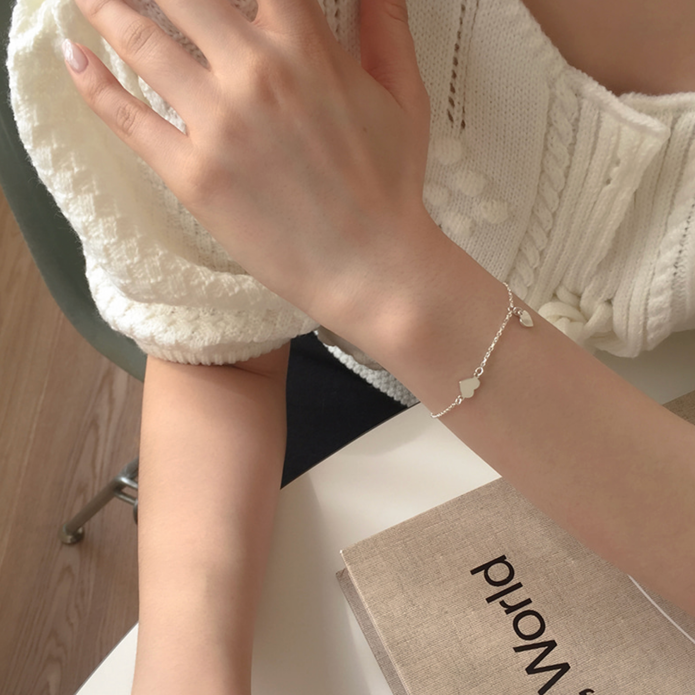 |moat| Two Heart Bracelet (silver925)