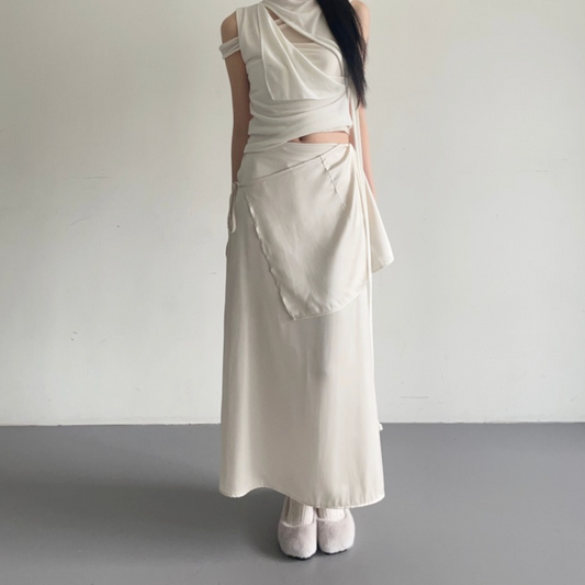 |ADELIO| Londa Satin Layered Wrap Skirt