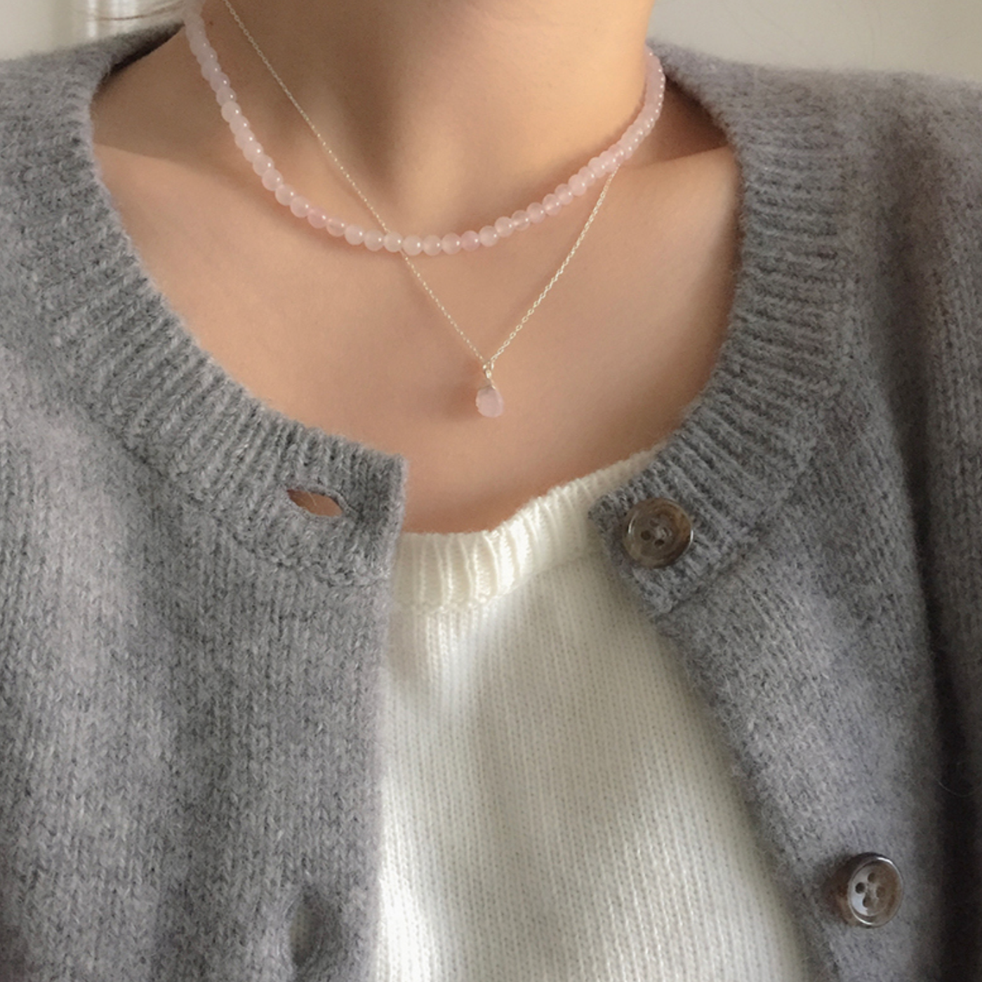 |moat| Pink Ball Necklace (silver925)