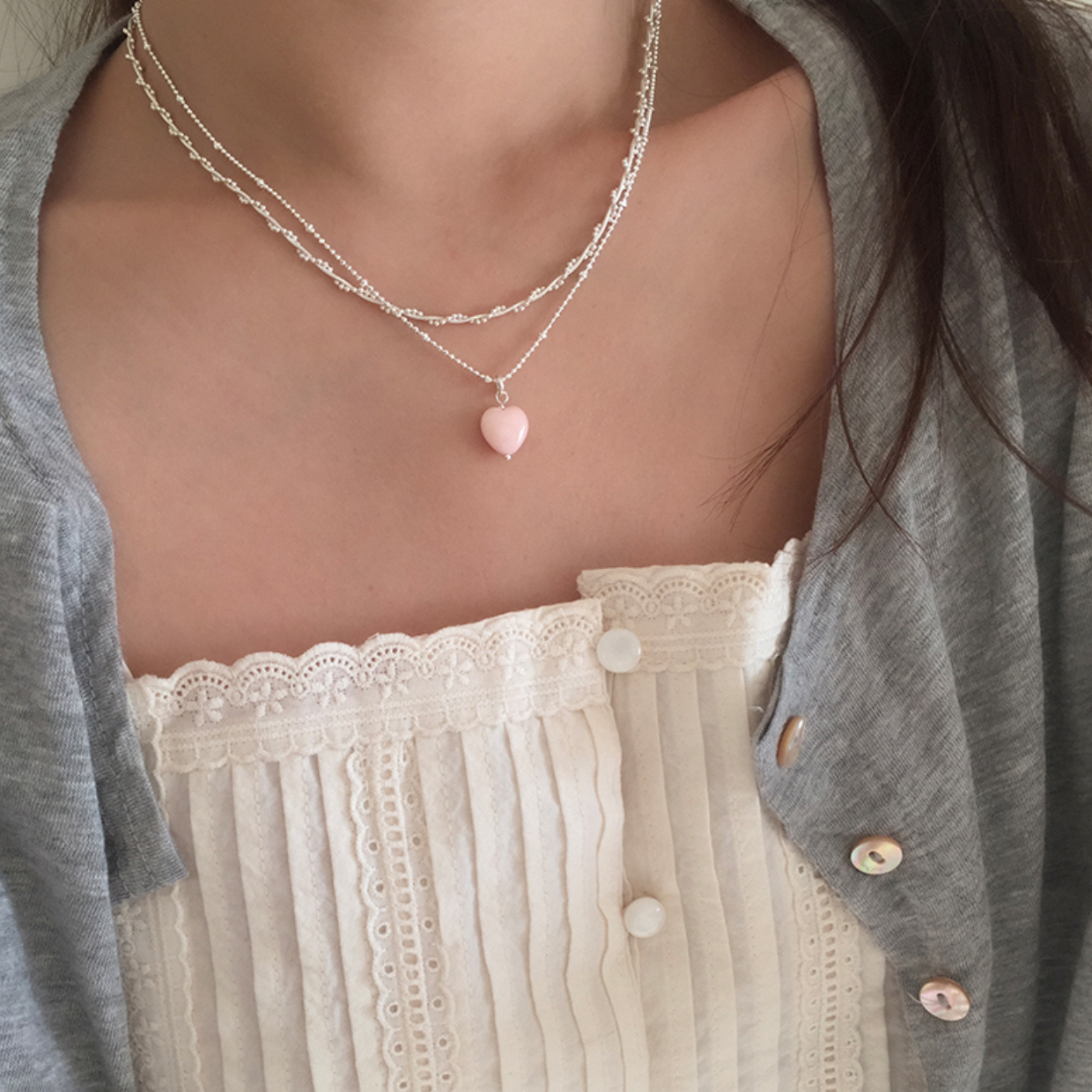 |moat| Pink Shell Necklace (Silver925)