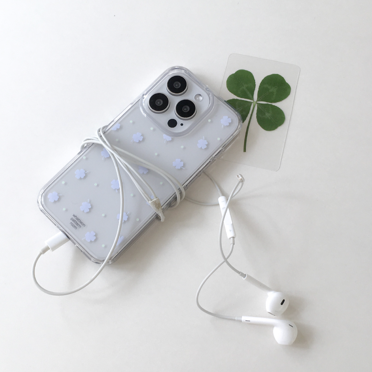 |whatiwon| Blue Clover Clear Case (Jelly Hard / MagSafe)