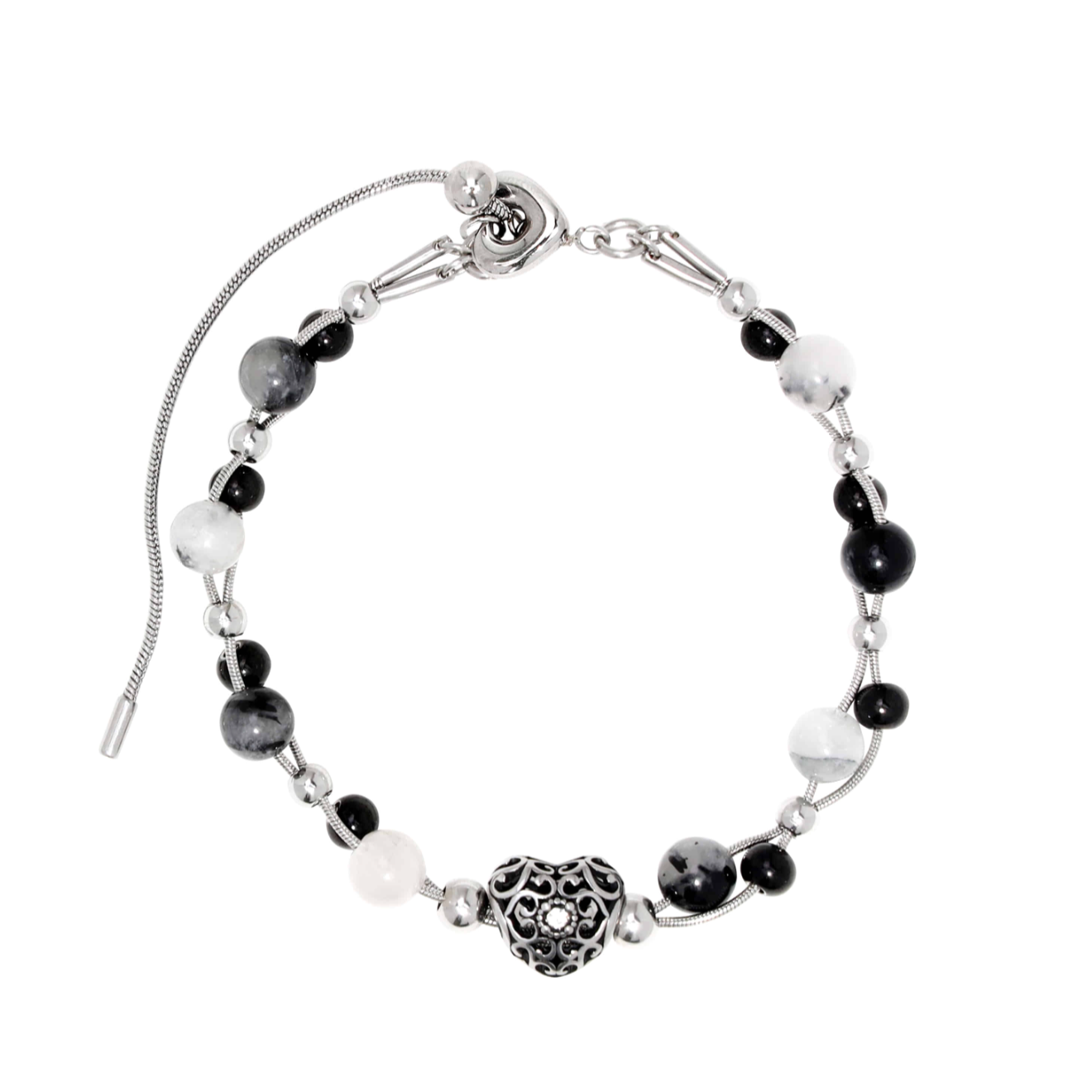 |STEELEDITION| Arabesque Cubic Heart Gemstone Bracelet