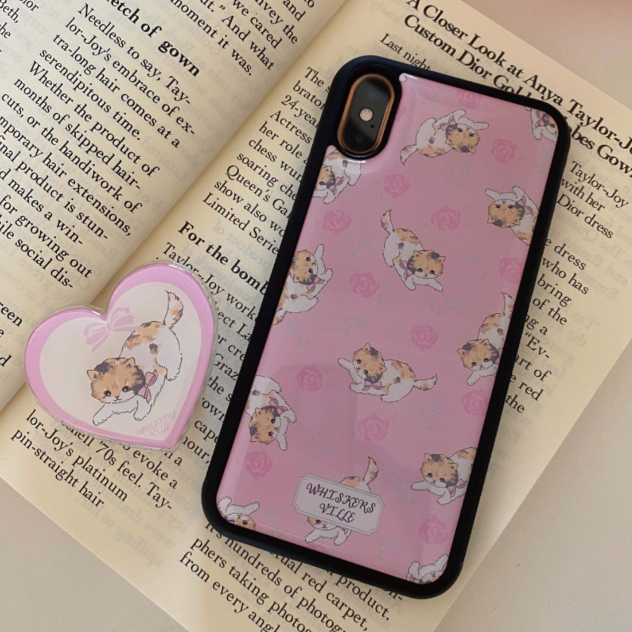 |whiskersville| Rose Cat Epoxy Phone Case