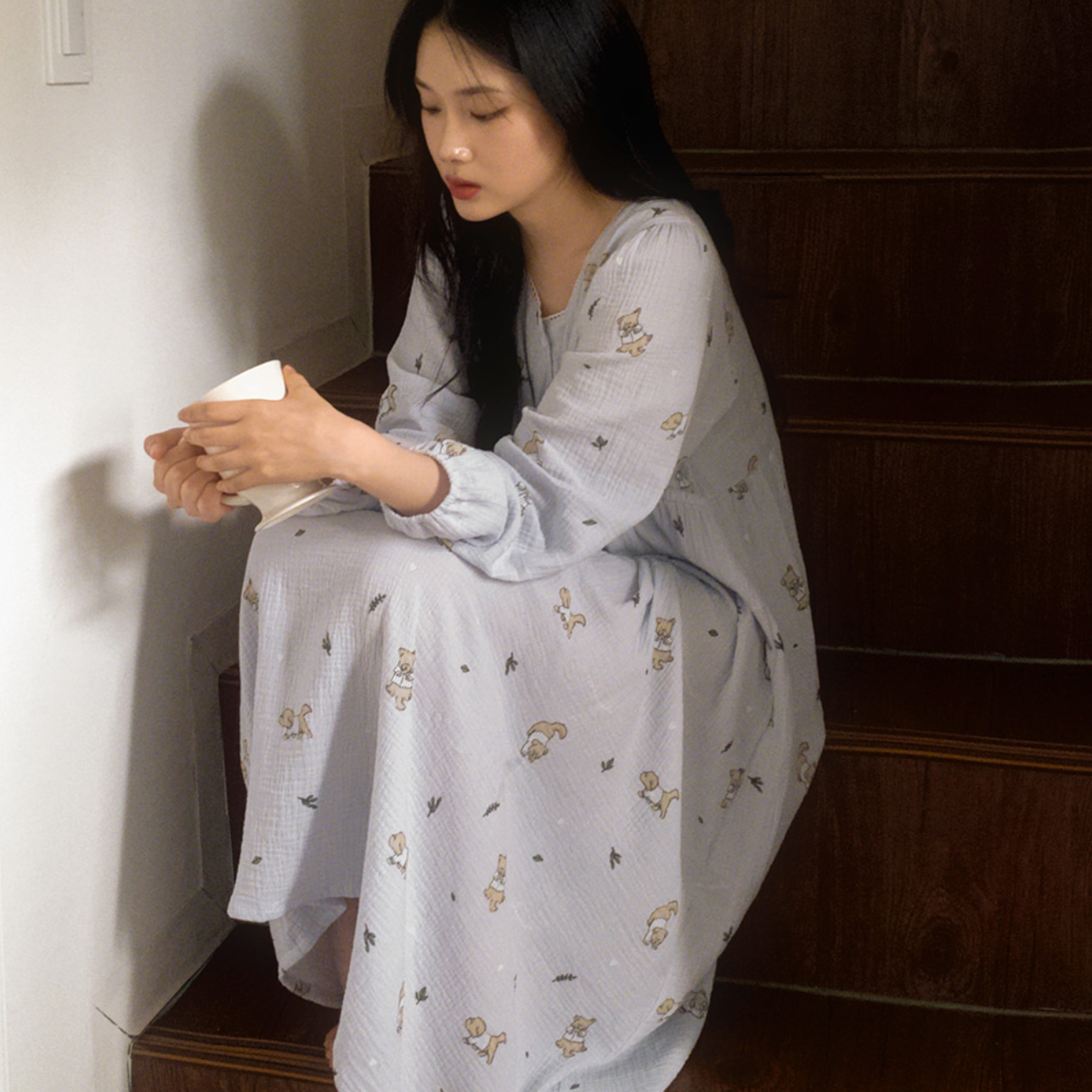 |Junneedu| Romantic Mocha Yoru Cotton Pajama Set