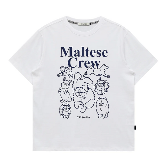 |Wai Kei| Maltese Crew Line Graphic Short Sleeve T-shirt White