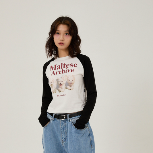 |Wai Kei| Maltese Archive Raglan Long Sleeve T-Shirt Ivory