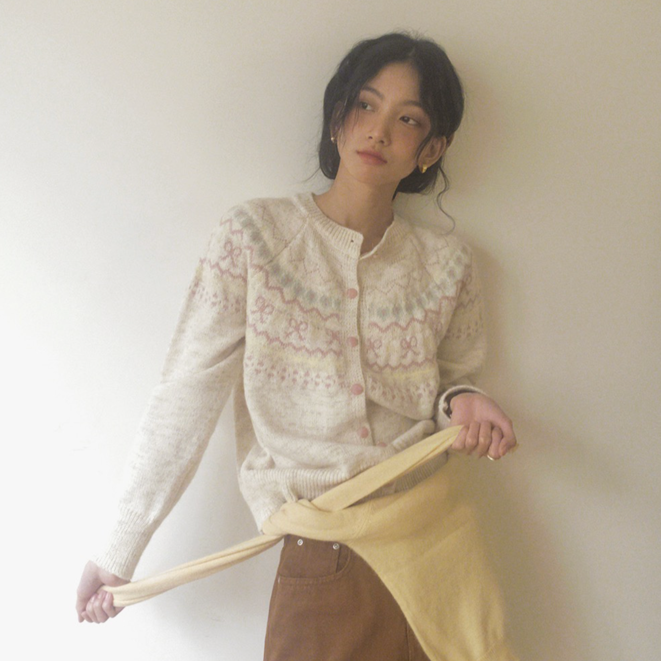|SLOWAND| Cotton Candy Nordic Pattern Cardigan