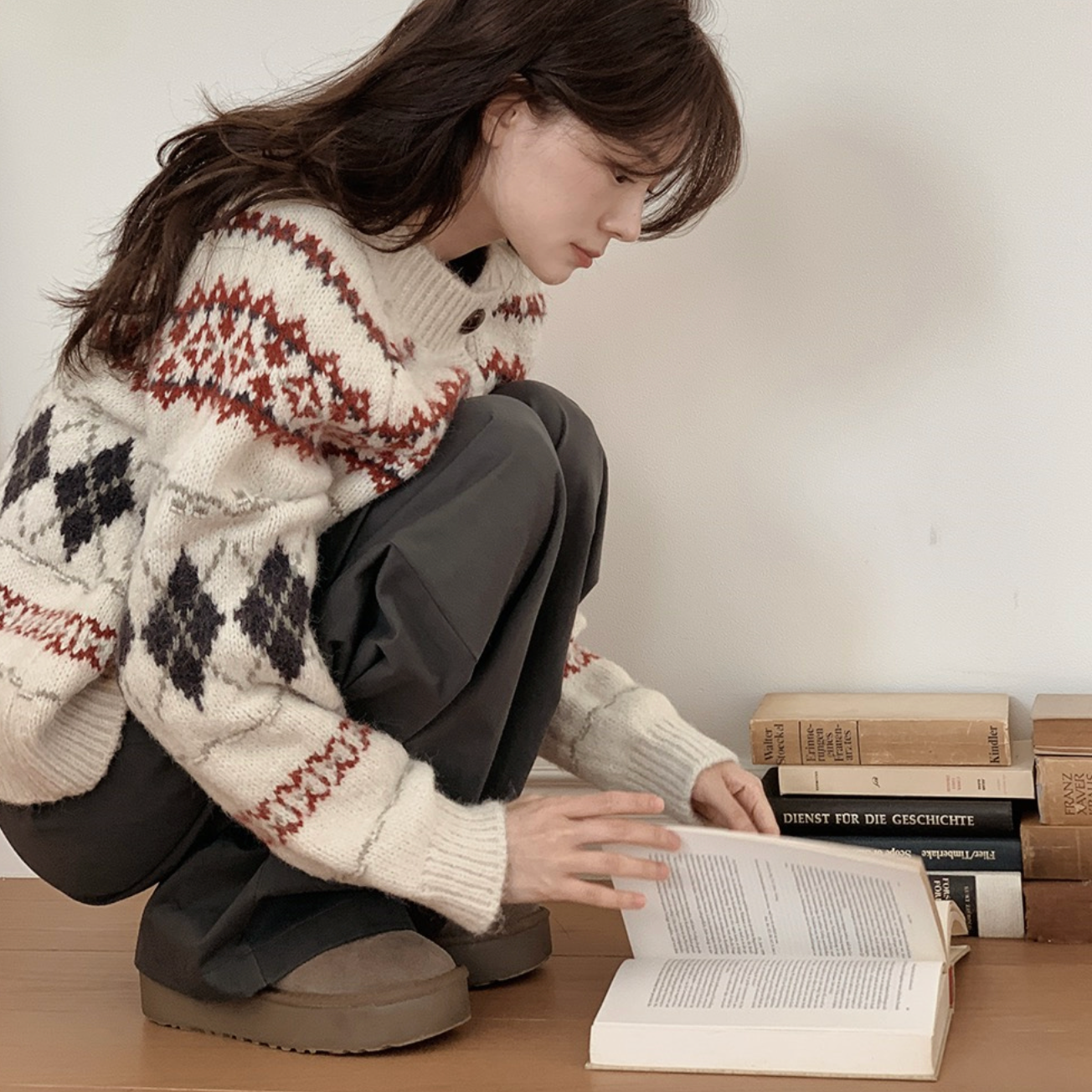 |SLOWAND| Nordic Antique Irish Wool Cardigan