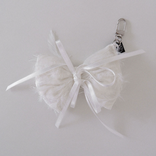 |VOOR| French Ribbon Key Ring White
