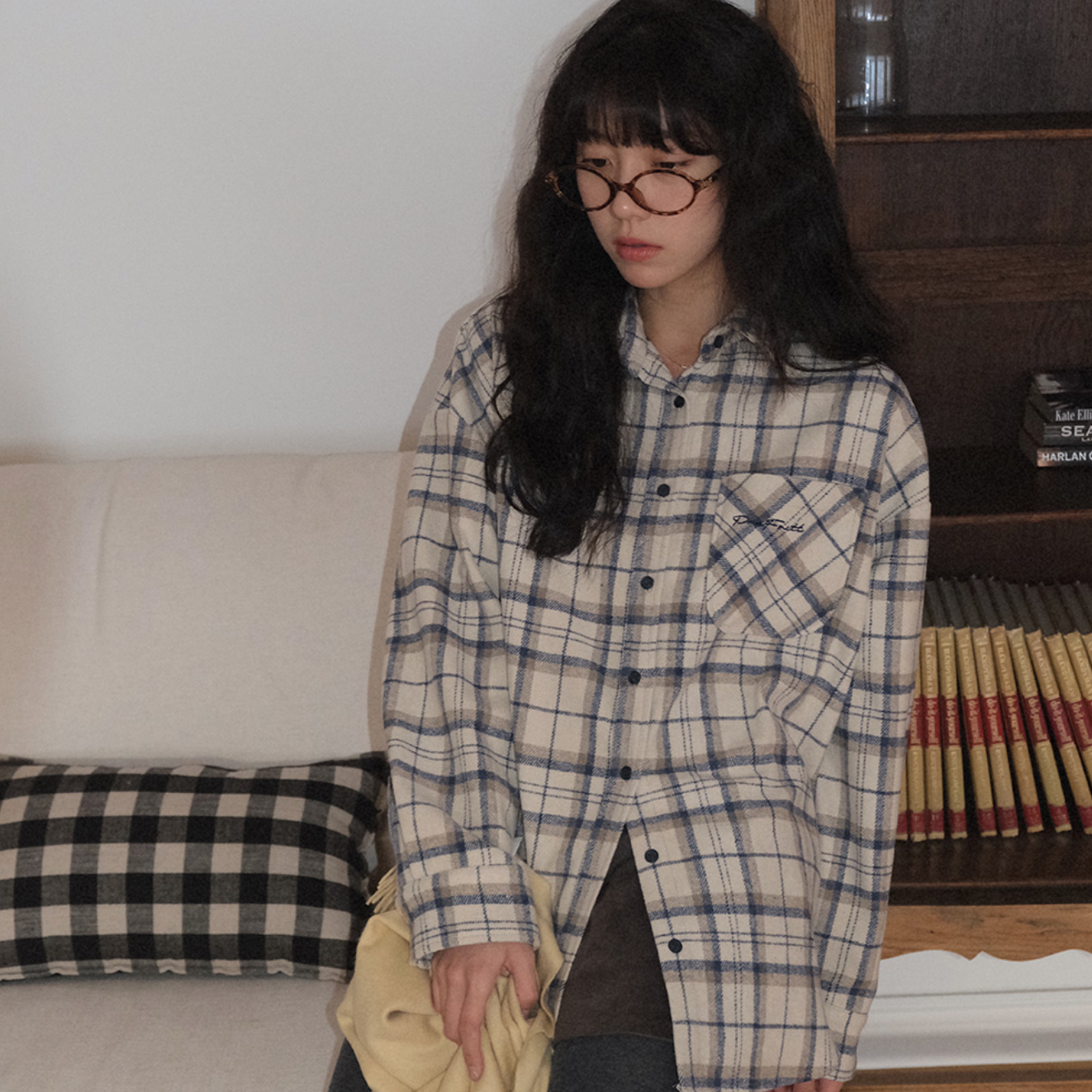 |WITHBLOOM| PREFRITT : Combi Check Wool Shirt Ivory