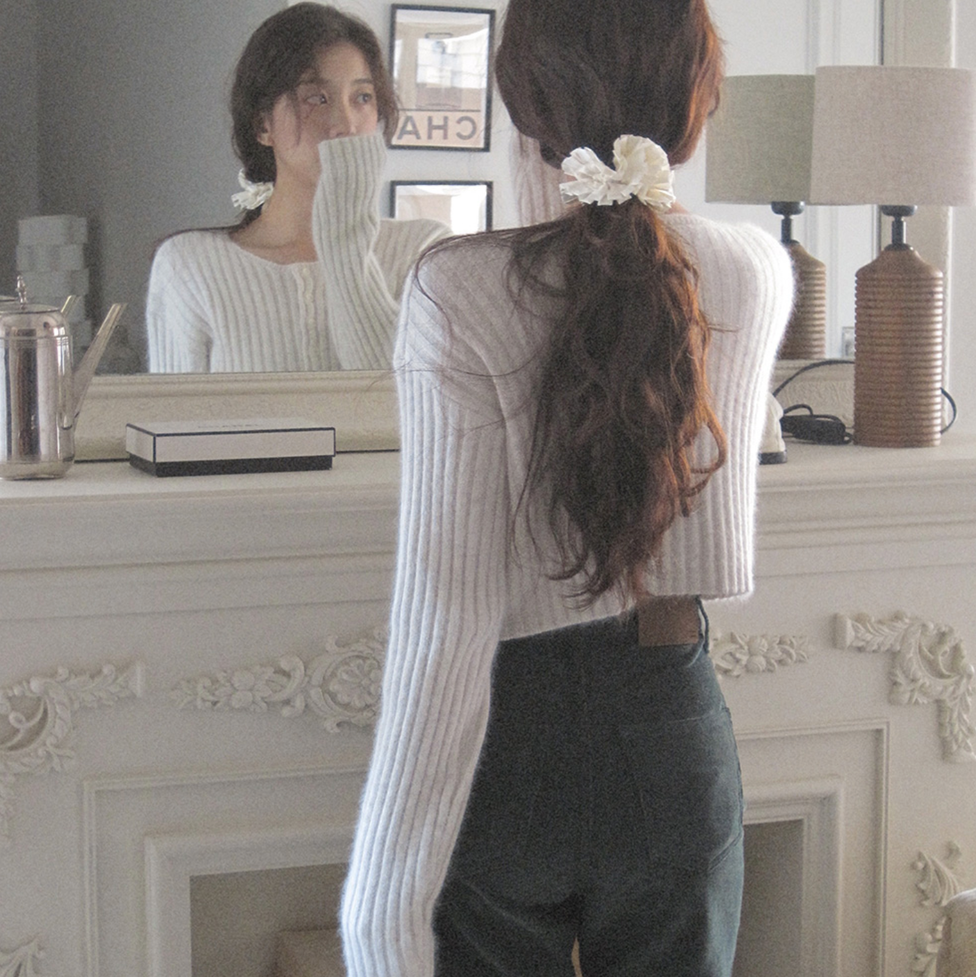|WITHBLOOM| Raccoon Wool Golgi Crop Cardigan Ivory