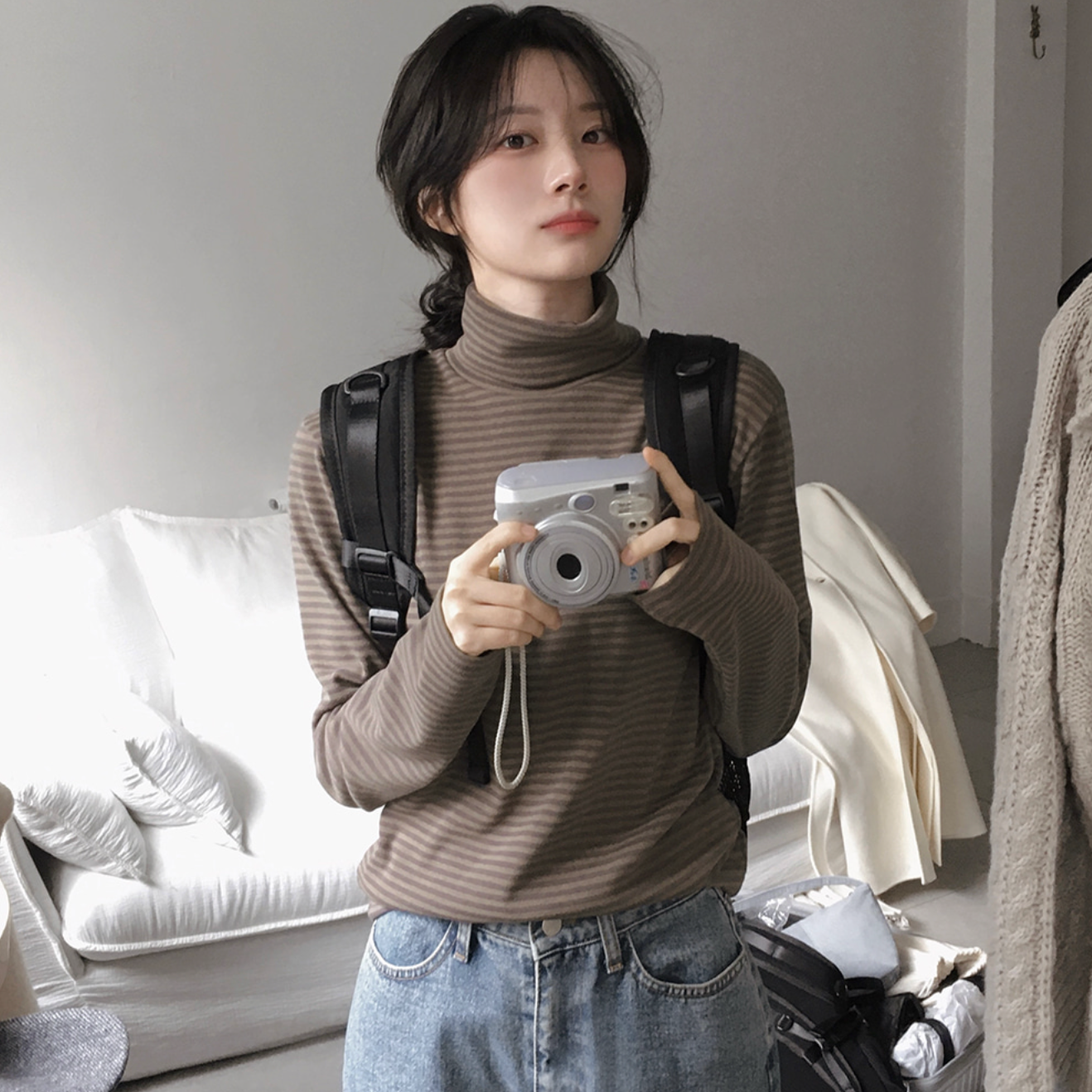 |SLOWAND| # SLOWMADE Ditto Stripe Turtleneck T-shirt