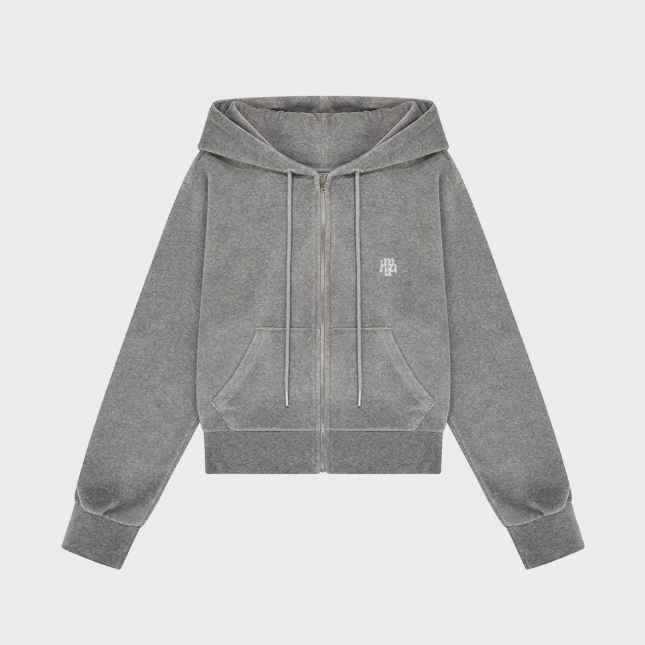 |muahmuah| Velour Training Hooded Zip-Up (Gray)