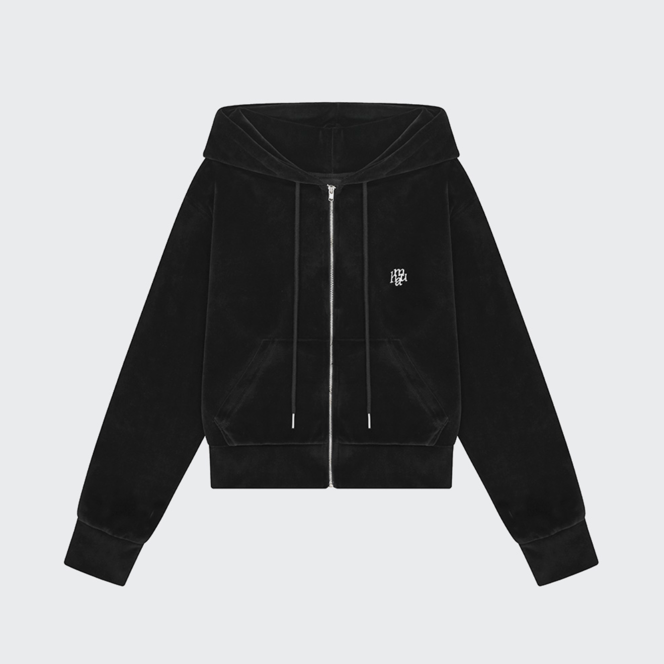 |muahmuah| Velour Training Hooded Zip-Up (Black)