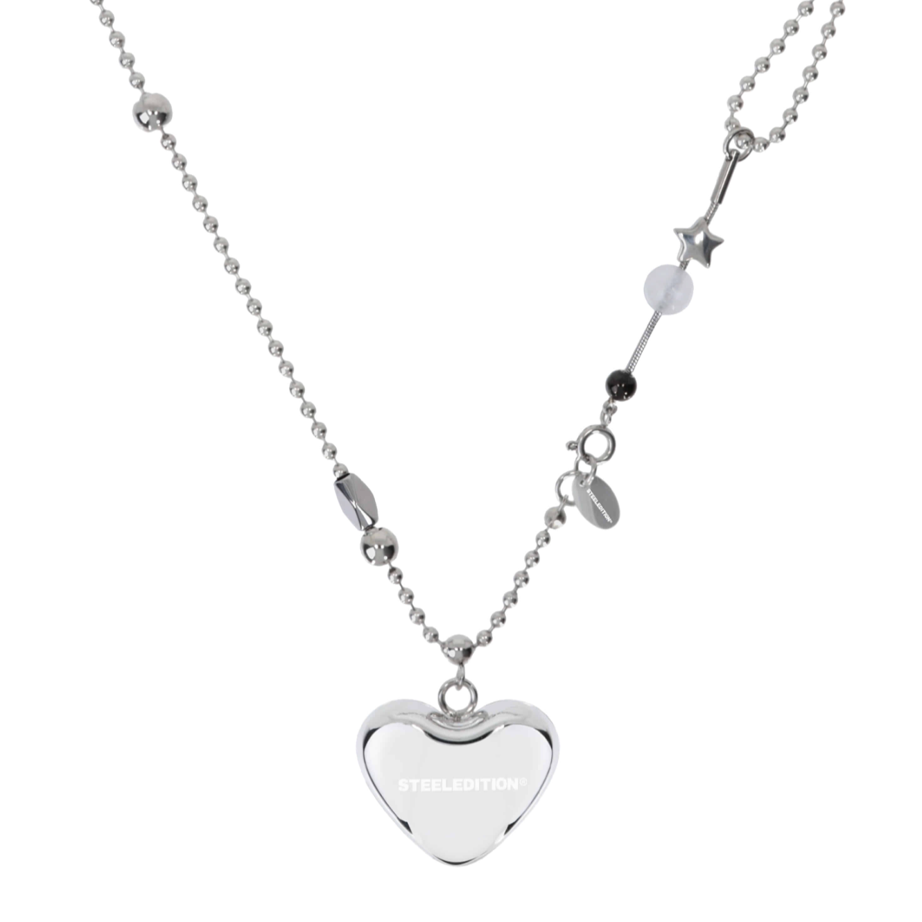 |STEELEDITION| Volume Heart Sliding Ball Necklace
