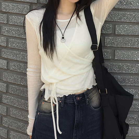 |Unbutty| Lake Wool Tencel Wrap Tee