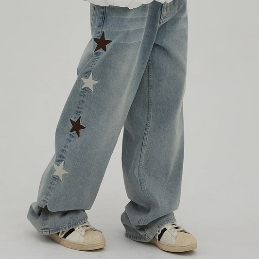 |Wai Kei| Star Denim Pants Yellow Washed Light Blue