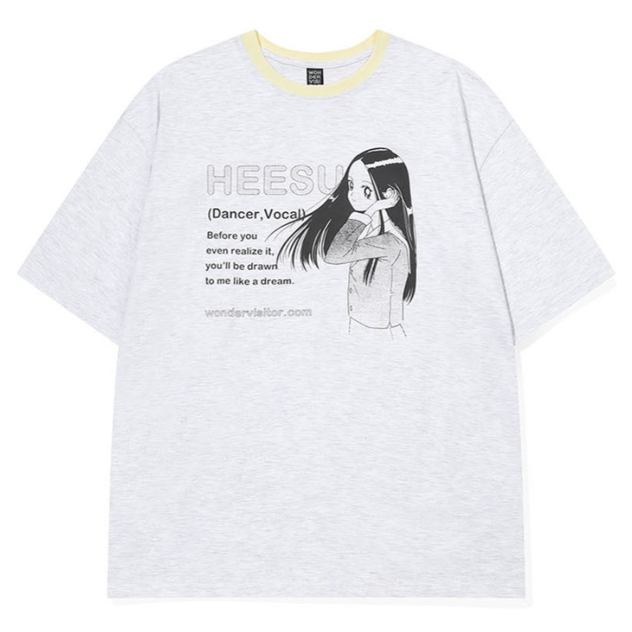 |WONDERVISITOR| HEESU pfp Overfit T-shirt (Light grey)