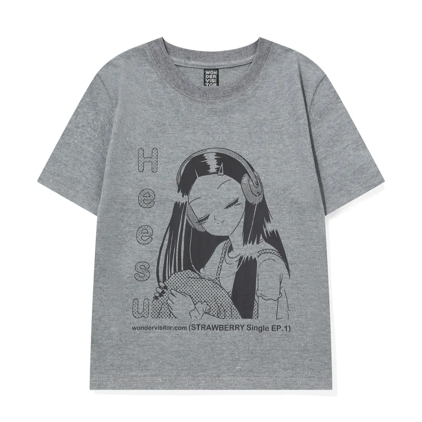 |WONDERVISITOR| HEESU Crop T-shirt (Grey)