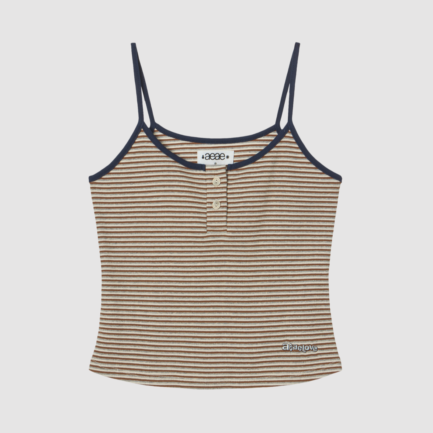 |aeae| STRIPE BUTTON TANK TOP |BEIGE|