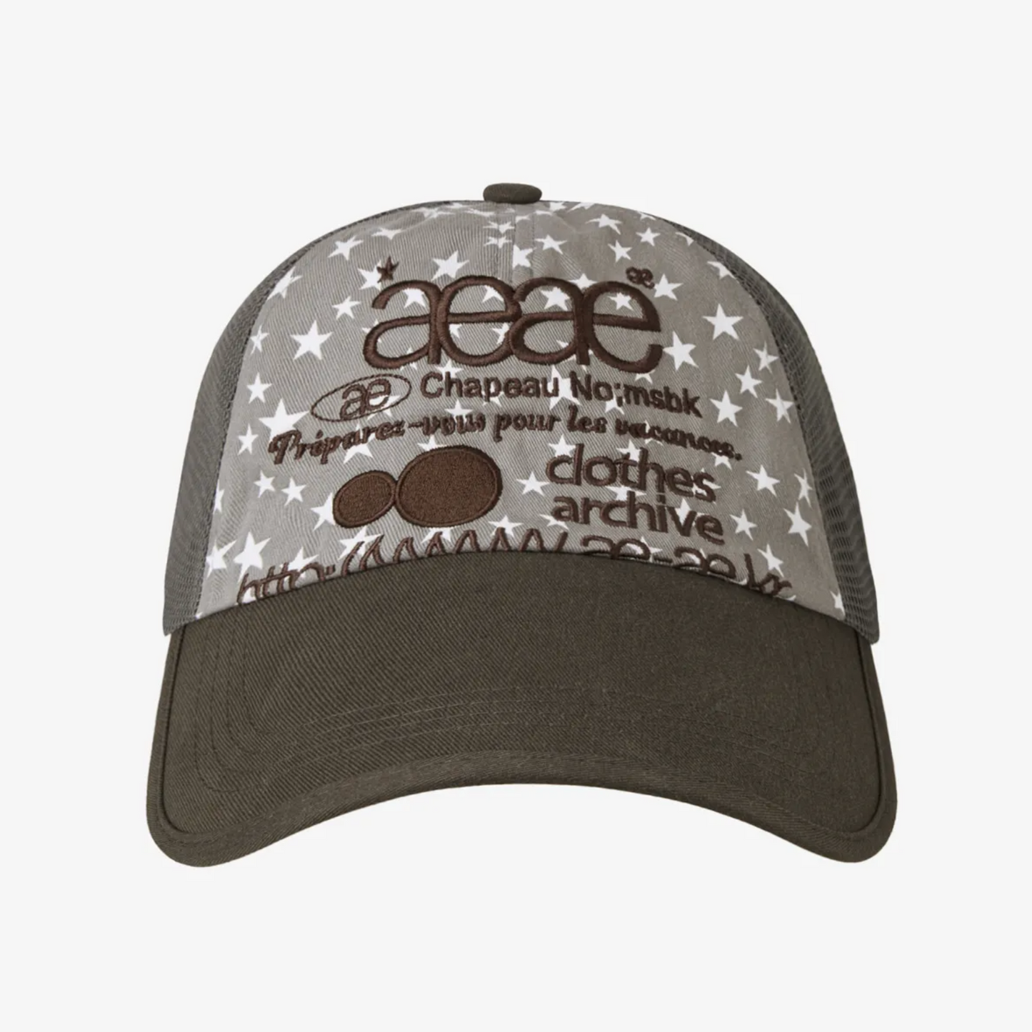 |aeae| WEB LOGO STAR MESH CAP |GREY|